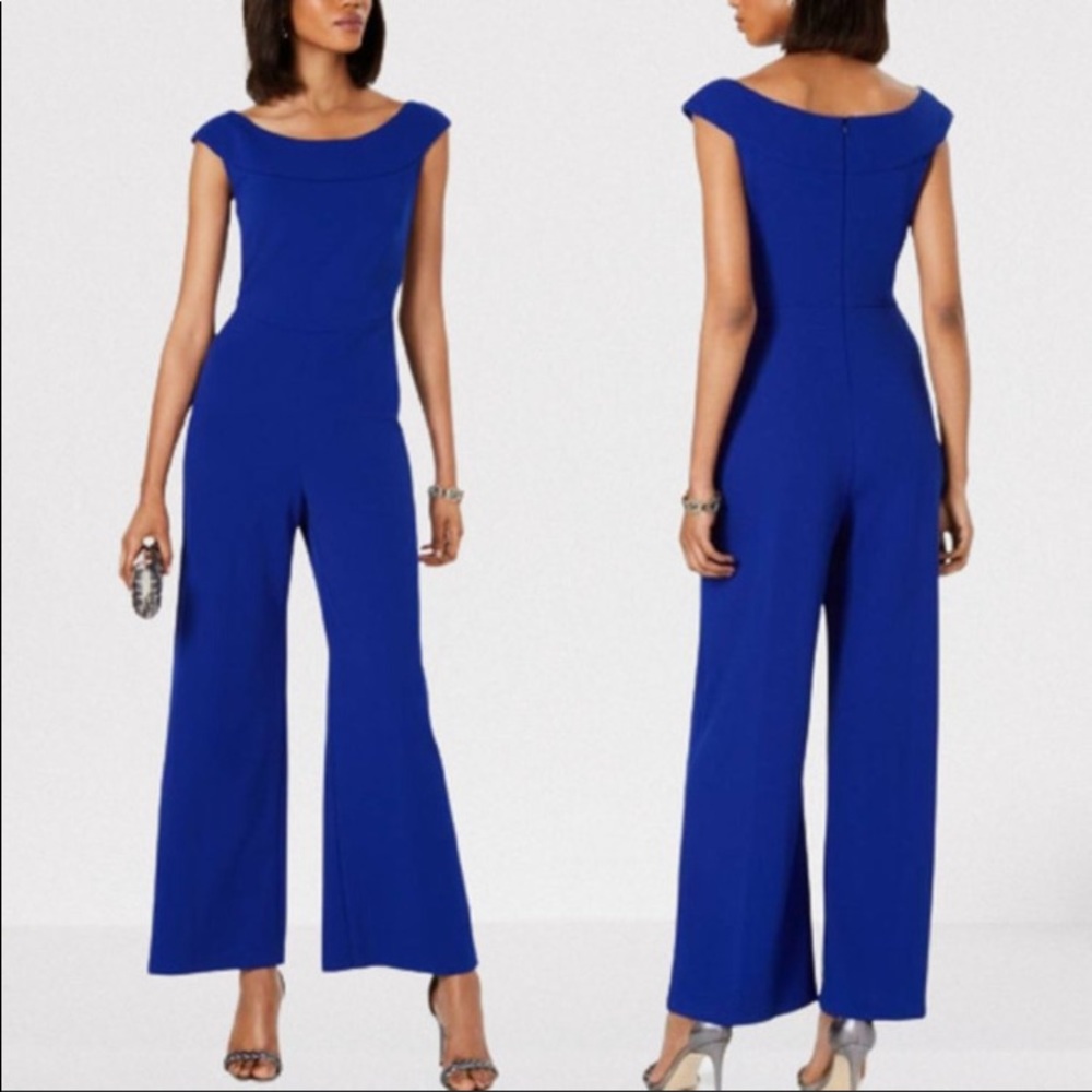 NWT Connected Apparel Blue Wide Leg Jumpsuit Size 12